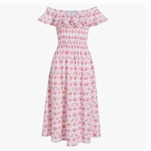 HILL HOUSE HOME The Akilah Off Shoulder Nap Dress in Mermaid Print , Small - Picture 4 of 4